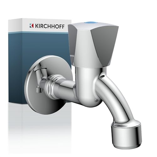 KIRCHHOFF 986031148 Auslaufventil 1/2 Zoll AG x M22 mit Haubengriff, Kaltwasser Auslaufhahn mit M22 Strahlregler, Wasserhahn für Waschraum, Keller oder Garage, Wasser Ventil, Chrom