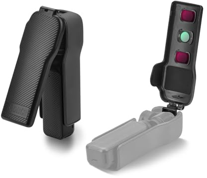 BRDRC Pocket 3 Cover Case Accessories, Gimbal Flip Protective Cover Lens Protector Cap Holds 3 Filters for DJI Osmo Pocket 3 Creator Combo (Black)