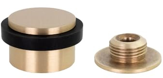 EVI Herrajes | Floor Mounting Door Stop | Ø28 x 22mm | Adhesive and Screw Fastening | Made of Brass | Silicone Protection Rubber | I-301-DUAL-LMT