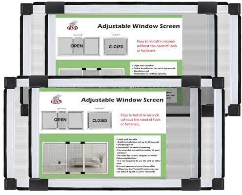 FLYZZZ Adjustable Window Screen Small Expandable Window Screens, (9.84'' High by 16-28'' Wide, B) 2 Packs Suitable for Window Openning Width Size 16''-28''， 20% Smaller Than Standard Screens