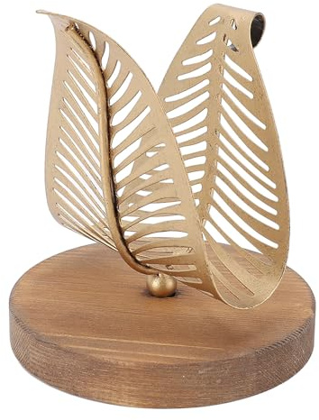 Servilletero Moderno, Elegante Servilletero Vertical Diseño Hoja con Base de Madera, Dispensador de Toallitas de Mesa Organizador de Toallas de Papel para Cocina Hotel