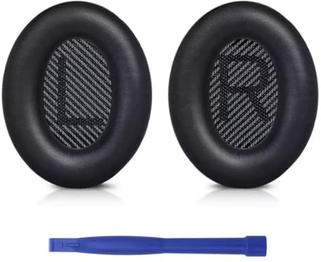 Padperfection compatible with QuietComfort 35 (QC35 II) Headphones Replacement Earpads Soft Protein Leather Replacement Ear Pads Cushions for Bose QC35 QC25 QC15 QC2/ Ae2 Ae2i Ae2w (Black)
