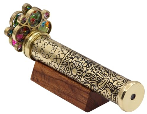 YVCrafts Fiore da Giardino in Ottone - Doppie Ruote Rotanti Riempite di Resina - Barrile Floreale Intagliato a Mano con Finitura in Patina Nera - Collezione di Arte Ottica di Lusso con Scatola Regalo