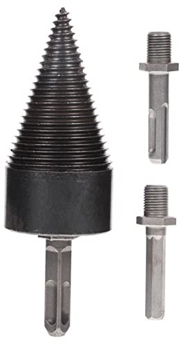 DOITOOL 50mm Wood Splitter Drill Bit Set 3 Steel Hex Shanks Firewood Log Splitting Cone for Electric Drill Woodworking Tool