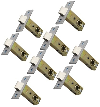 MACHSWON Lot de 8 loquets tubulaires plats de 40 mm pour serrure de porte intérieure à mortaise et boulons polis pour poignées de porte à levier à ressort