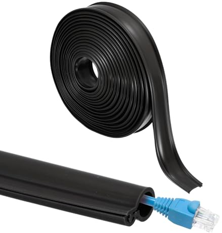 sourcing map 20ft Cable Management Sleeve, 5/16 Inch ID Flexible Cord Wires Hider Cover Insulation Snap-fit Protector for Substation, High-voltage Electrical Networks, Black