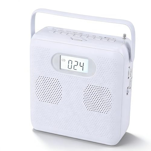 Sxhlseller Bärbar CD-spelare, Bluetooth USB FM MP3 CD-musikspelare med Handtag och AUX-port, för Hemmabruk Utomhus