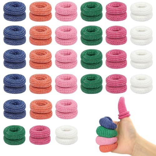 AOOTE Cotton Finger Sleeve, 30PCS Finger Bandages Tubular, Bandages for Fingers Tips, Comfortable Breathable Fingers Bandage Cots Covers for Sculpture Kitchen Garden Work Outdoor, 6 Colors