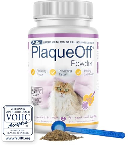 ProDen PlaqueOff 40g Powder for Cats, 100% Natural Tooth Care Powder, Protects Against Bad Breath, Helps with Tartar and Plaque