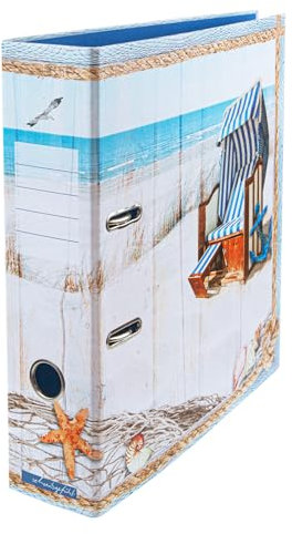 Meeresbrise - Ordner Aktenordner DIN A4 ca. 8 cm breit Motivordner Motiv maritim Meer Strand blau beige