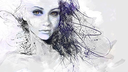 PICMA Frau Leinwandbild leuchtend im Dunkeln modernes abstraktes Bild Portrait Mädchen Gesicht I Wohnzimmerbild Wohnzimmerdeko Wandbild XXL Wohnzimmer I 1 Bild Leinwand Frau fluoreszierend 80x120cm