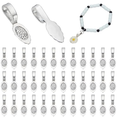 PandaHall 50pcs Kleber auf flachen Pad Bails Antike Silberlegierung Eis Pinch Bails Blatt Form Pinch Clip Bail Verschluss Anhänger Verbindungsstück Aufhänger für Schmuck Charm Halskette Herstellung