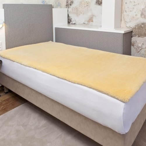 LANABEST sur-Matelas en Peau d'agneau 90 x 190 cm Qualité supérieure en Laine mérinos véritable de Production Allemande Tannage médical Lavable à 30 °C