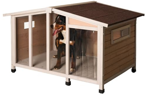 Kerbl Kerbl Hundhus, Djurskydd, 134 x 92 x 82 cm, Plast, Dörr 50 x 33 cm, Justerbara fötter, Väderbeständigt tak, Transparenta lameller, enkel montering
