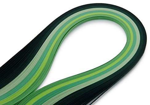 WEBandBUY Quilling Papierstreifen 120 Stück 530mm lang 5mm breit Farbmix Grün