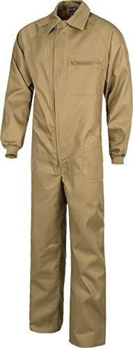 Work Team Buzo Italiano, Cuello Solapa, Manga ranglan, un Bolso de Pecho y Cremalleras de Nylon. Hombre Beige 50