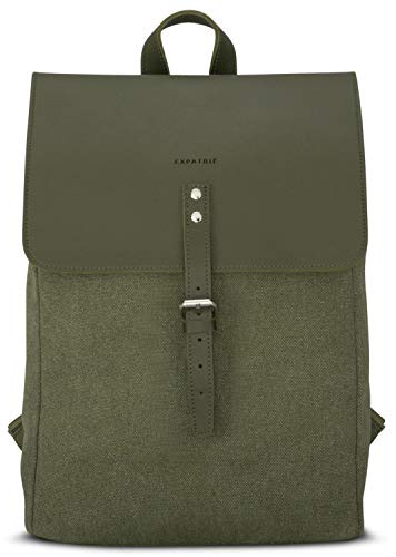 Expatrié Damenrucksack Grün - Anouk - Eleganter Kleiner Tagesrucksack Für City Stadt - Rucksack Damen Klein 10L - Canvas & Leder - Wasserabweisend