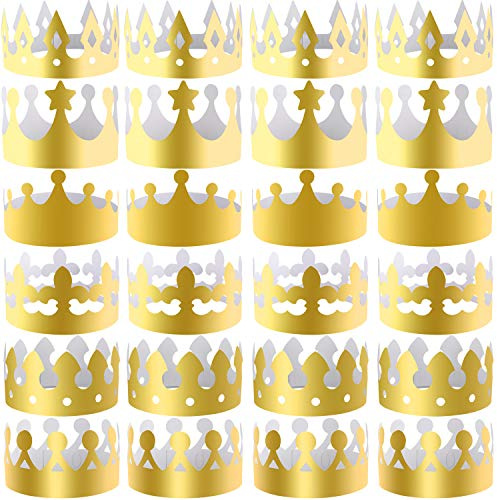 SIQUK 30 Pieces Paper Crowns Gold Paper King Crown Hats Golden Birthday Party Crown for Kids Adults