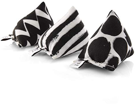 CanadianCat Company | 3er Set Mini Pyramiden Black-White | Schmusekissen mit Katzenminze für Katzen