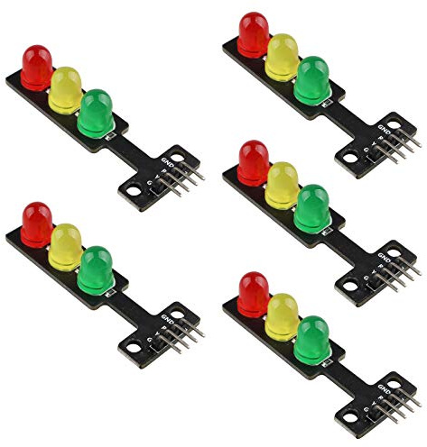 HALJIA 5PCS 5V Mini LED Traffic Signal Light Module LED Display Board Module 3 Light (Red, Yellow, Green) Separate Control for DIY Electronics Accessories Compatible with Arduino