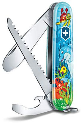 Victorinox, My First Victorinox, Coltellino Svizzero, Originale, Multiuso, Campeggio, 9 Funzioni, Lama, grande with rounded tip, Apriscatole