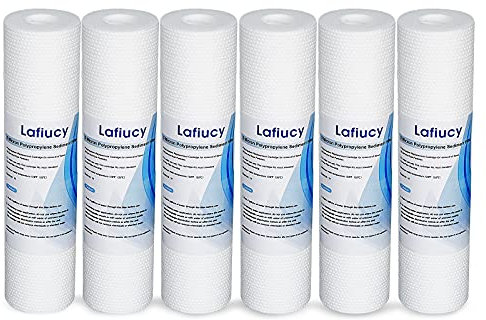 Lafiucy 5 Micron 10 x 2.5 Filtro de Agua Sedimentado para Toda la Casa Cartucho de Reemplazo Compatible con Unidad de Osmosis Inversa de 10 pulgadas,6pack