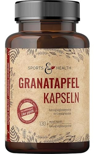 Granatapfel Kapseln – 130 Kapseln – 1200 mg Granatapfel pro Tagesdosierung – vegan