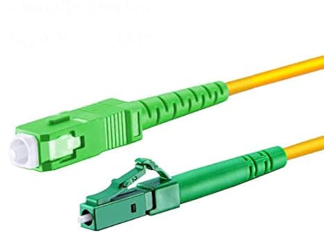 CONBIC® LWL Glasfaser-Kabel – OS2 gelb, SC/APC auf LC/APC 8° Stecker, Simplex 9/125 Patchkabel – Lichtwellenleiter G.657.A2 (7m)