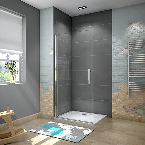 WALK IN Parete Doccia Movibile Girevole Verso Interno e Esterno 71x185 cm in Vetro 6 mm Trasparente Temperato Anticalcare Telaio Cromato Lucido