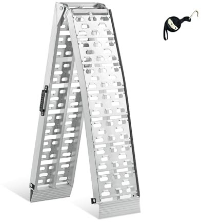 Foldable Loading Ramp, gardhom 228x30.5cm ATV Motorcycles Loading Ramp with 340KG/Pack Loading Capacity, Portable Aluminum Ramps with Rubber Tipped Fingers for ATV UTV Trucks