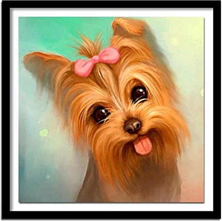 Yeecer DIY Diamond Painting Yorkshire Terrier Hund 5D Adult Kinder Diamant Painting Bilder Kits,Full Drill Strass Stickerei Kreuzstich Mosaik Diamant Malerei für Home Wall Decor Square drill,50x50cm