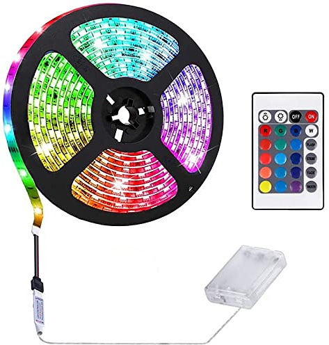 KINGCOO Guirnalda luminosa LED alimentada por pilas con mando a distancia de 24 teclas, para hacer manualidades, para interior y exterior, decoración de fiesta (1 paquete, 2 m, 120 LED)