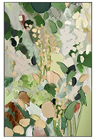 Acrylbilder Auf Leinwand Handgemalt, Abstrakte Blumenpflanze Mit Grüner Textur, Modernes Kunstwerk, Rahmenlose Ölgemälde Auf Leinwand, Wandkunst Für Wohnzimmer, Schlafzimmer, Büro, Heimdekorat