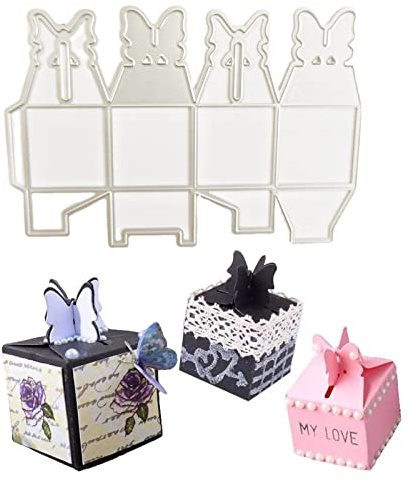 WUDQIJI Stanzschablone Süßigkeitenbox Schachtel Stanzform 15,1x 19,7cm | Geschenkbox Stanzschablonen Stanzschablonen Box Metall Stanzformen für Gestalten Geschenkboxen Kunsthandwerk(Silber)