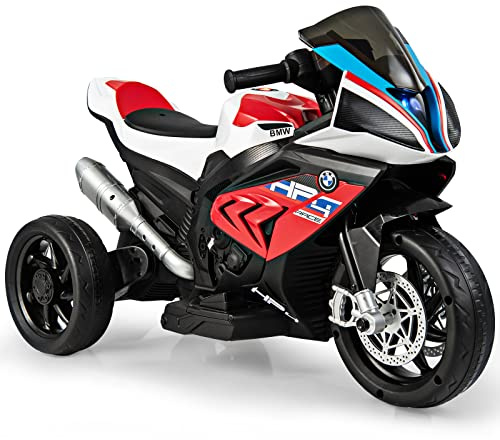 DREAMADE 6V Elektro Kinder Motorrad mit Scheinwerfer und Musik, Elektromotorrad mit 2 Stützrädern, Kindermotorrad bis 3km/h, Elektrisches Motorrad für Kinder ab 3 Jahre, bis zu 30 kg belastbar (Rot)