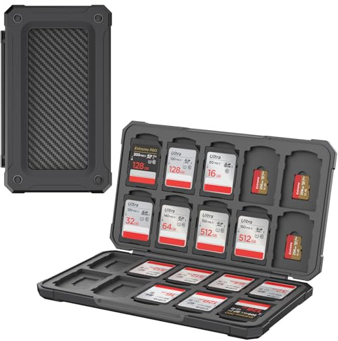 THELIFELICIOUS Funda para tarjetas SD SDHC SDXC TF, organizador de almacenamiento para 20 tarjetas SD y 20 tarjetas micro SD.