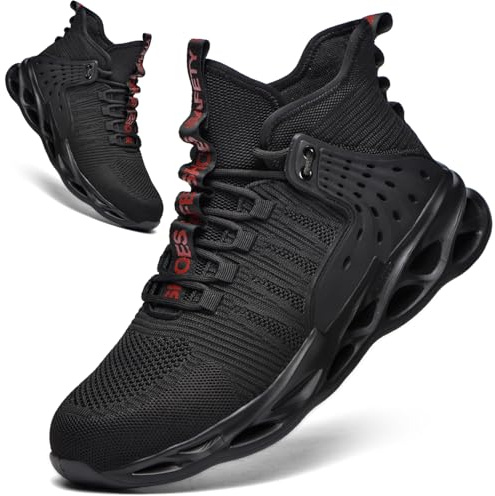 Kaximd Steel Toe Shoes for Men Women Lightweight Steel Toe Sneakers Mid Cut Indestructible Work Boots Construction Safety Shoes Black787-43