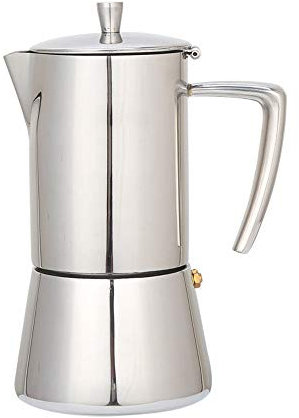 OQHAIR Hervidor de café de 300 ml, 6 Tazas de Acero Inoxidable, cafetera Moka Espresso, percolador Moka Pot de Fondo Ancho, cafetera de Mano para el hogar, Tetera, Tetera, jarras de Crema