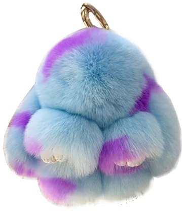 Weiche flauschige Kaninchen Schlüsselanhänger Nette Plüsch Hasen Schlüsselanhänger Kunstpelz Schlüsselanhänger Pompom Schlüsselanhänger Dekoration (blau)