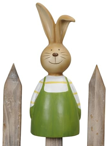 ETC fröhlich bunter Zaunhocker Hase als Hasenjunge oder Hasenmädchen mit lustigem Knickohr grün gelb pink oder rosa (grün)