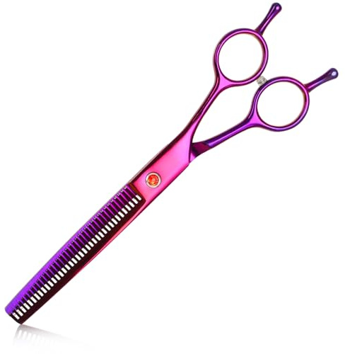 Dog Grooming - Everesta Professional Dog Thinning Scissors Stainless Steel Scissors Pet Safety Shearing for Dogs Cats Face Paws (Purple)