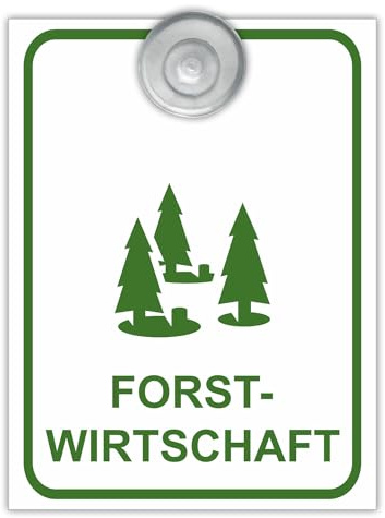 Indigos UG - Schild Forstwirtschaft - 9x12 cm - Aluverbundplatte mit Saugnapf - Innenbefestigung für Ihr Auto - UV-Beständig - Einsatzschild - Hinweisschild - Warnschild