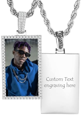 MeMeDIY Personalizzata Ciondolo Collana Commemorativa per Uomo/Donna Collana con Foto Personalizzata a Forma Rotonda/a Forma di Cuore Incisione di Immagine/Testo/Nome/Data G1-22
