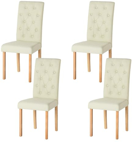 Küchenstühle 4er Set Stühle Esszimmer 4er Set, Holzstühle/Essstuhl/Esszimmerstühle Holz Für Büro/Küche/Esszimmer/Wohnzimmer Stühle aus 3 CM Gummiholzbein/Leinengepolsterter Stuhl Beige 98 CM Hohe