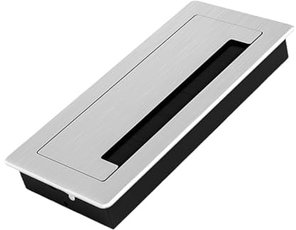 Aluminum Desk Cable Management Grommets with Brush Rectangular Metal Cord Hole Upgrades for Office Computer Table