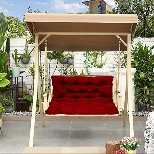 Wasserdichtes Schaukelbankkissen mit Baldachin, 2-/3-Sitzer-Rückenlehne, inklusive Garten-Schaukelstuhl-Kissen für Terrassenmöbel, Outdoor-Bankauflagen, 150 x 100 x 10 cm, Rot