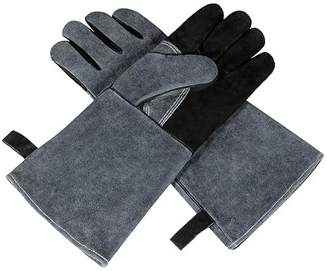 JOERBABU Schweißhandschuhe aus Leder, für Grill, Ofen, WIG, hitzebeständig, weich, 35,6 cm