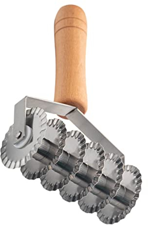 OKUMEYR Edelstahl-Teigschneider Mit Holzgriff Gitterteigschneider Für Blätterteig Und Nudelteig Ergonomischer Nudelschneider Für Präzises Schneiden 8.07X4.53X2.17in