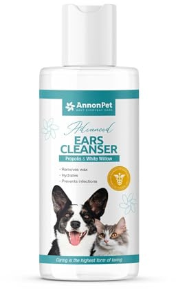 AnnonPet® Advanced Ear Cleanser - Pulizia Orecchie Cane e Gatto | Raccomandato dal Veterinario | Pulizia Delicata, Idratante e Protettiva Contro Acari, Irritazioni | Formula Naturale e Sicura 150 ml