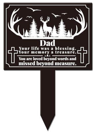 GLOBLELAND Piquet de Jardin Rectangulaire en Forme de Cerf de Forêt Plaque Commémorative pour Cimetière Piquet de Tombe en Acrylique Piquet de Jardin de Sympathie Étanche pour Cimetière de Cour